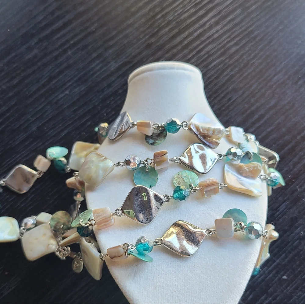 Elegant Silver and Teal Women's Necklace Lia Sophia Stamped - Picture 6 of 12